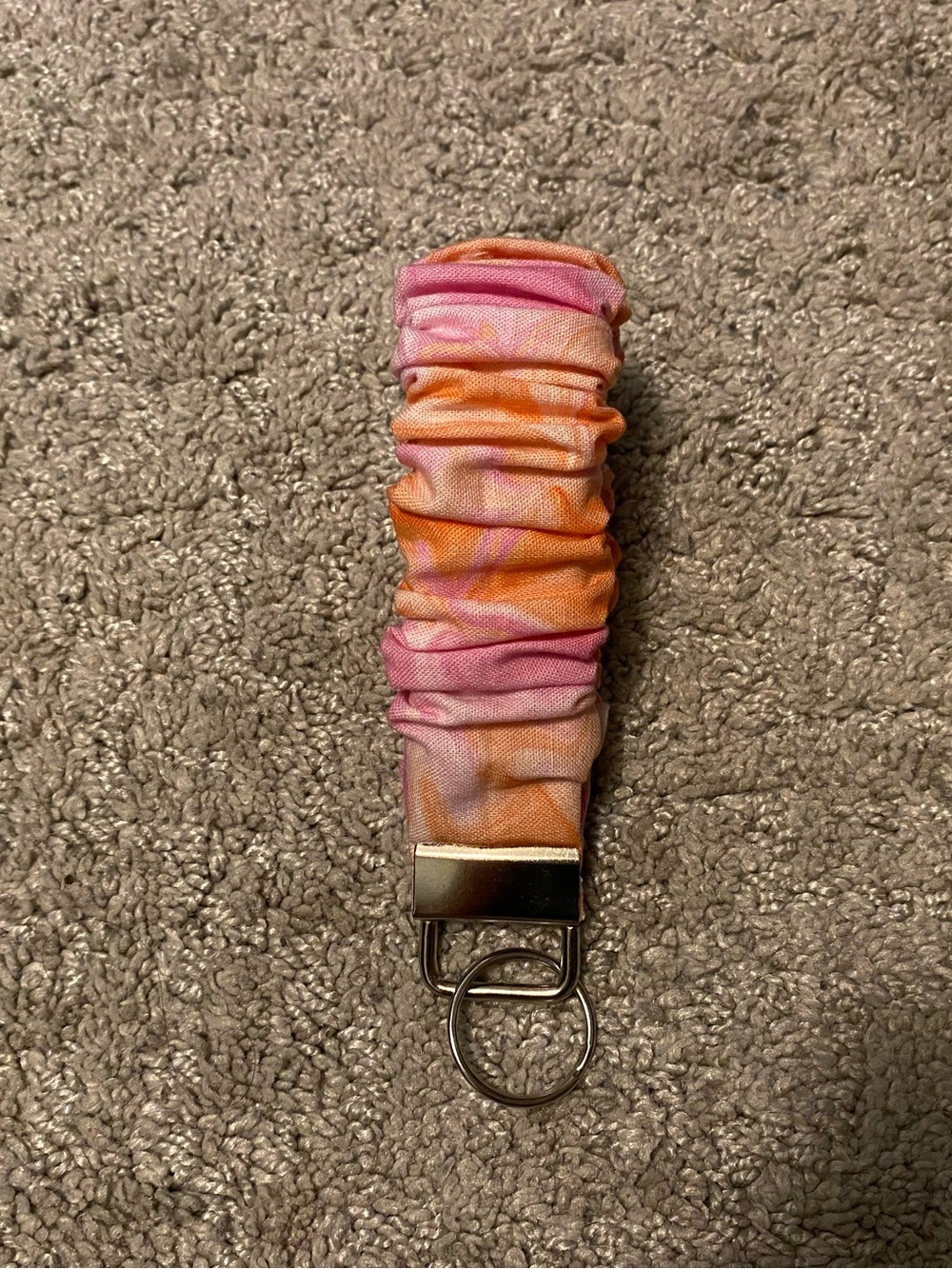 Scrunchie Keyring Wristlet in Pink & Orange